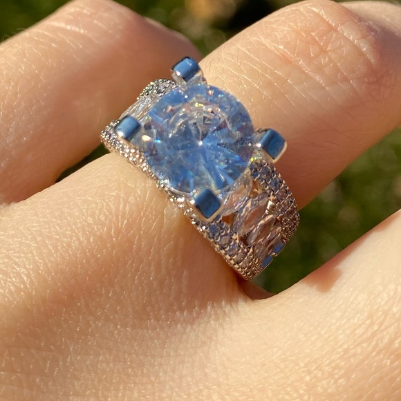 New 925 Silver Wedding Ring Sapphire Size 6-10 - Picture 8 of 11